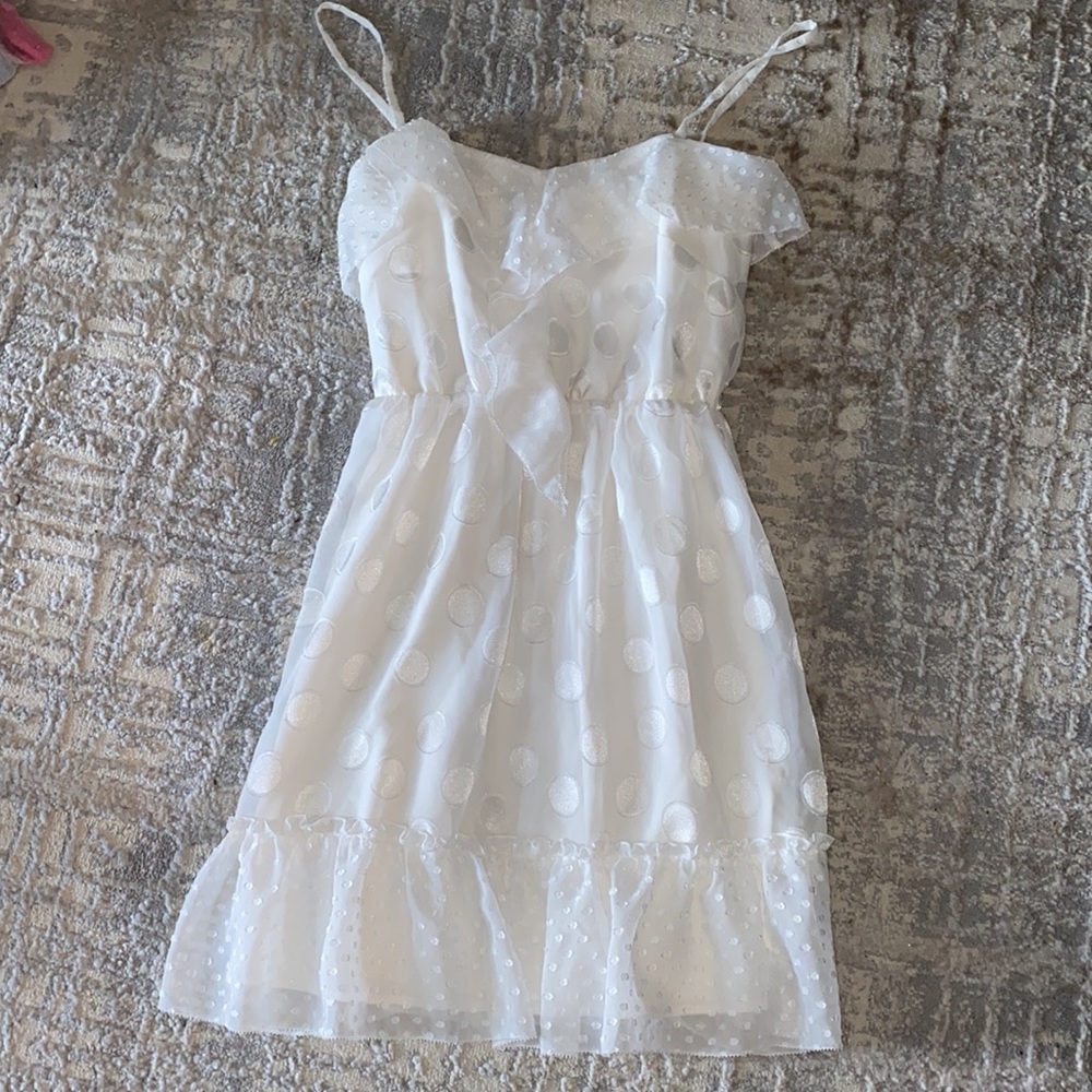 Jessica Simpson Mixed Polka Dot White Dresw